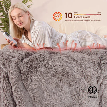 Electric Heated Throw Blanket – 10 Levels, Soft Plush, Machine Washable - InspiredGrabs.com